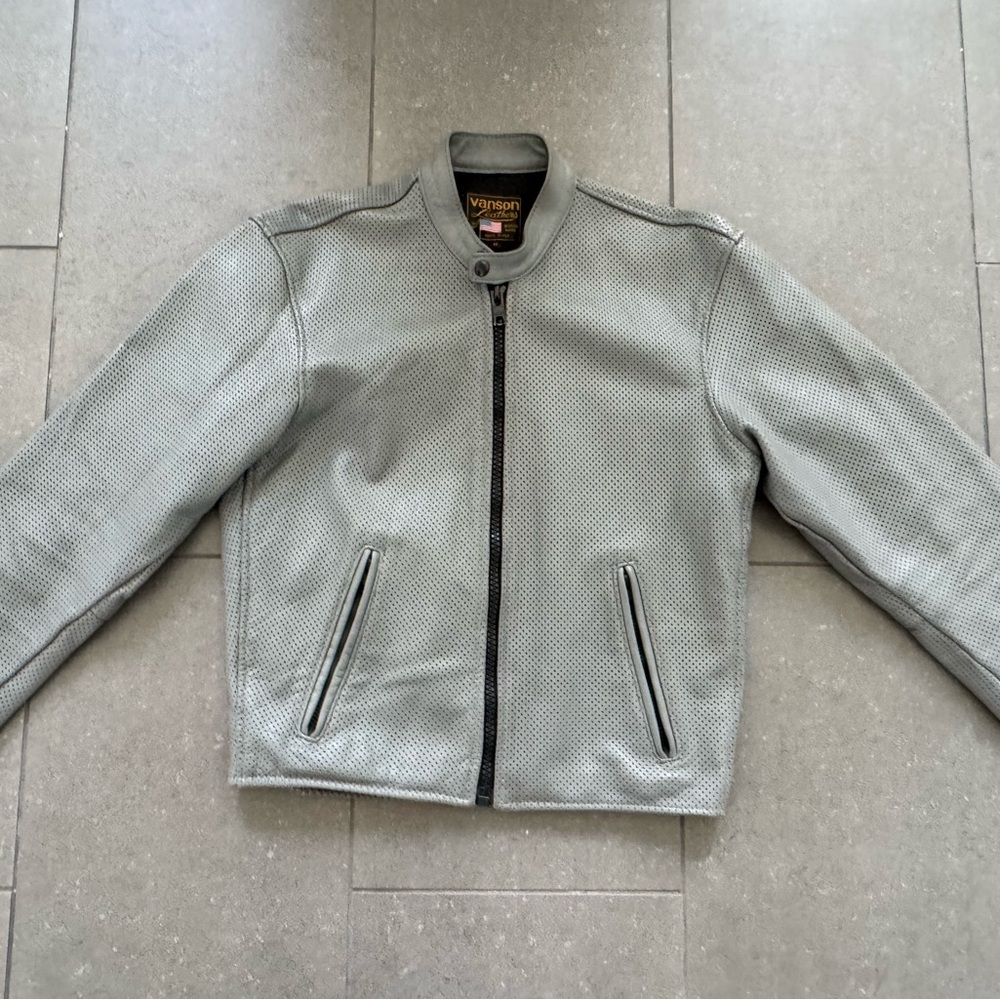 Vanson Gray Leather Motorcycle Jacket